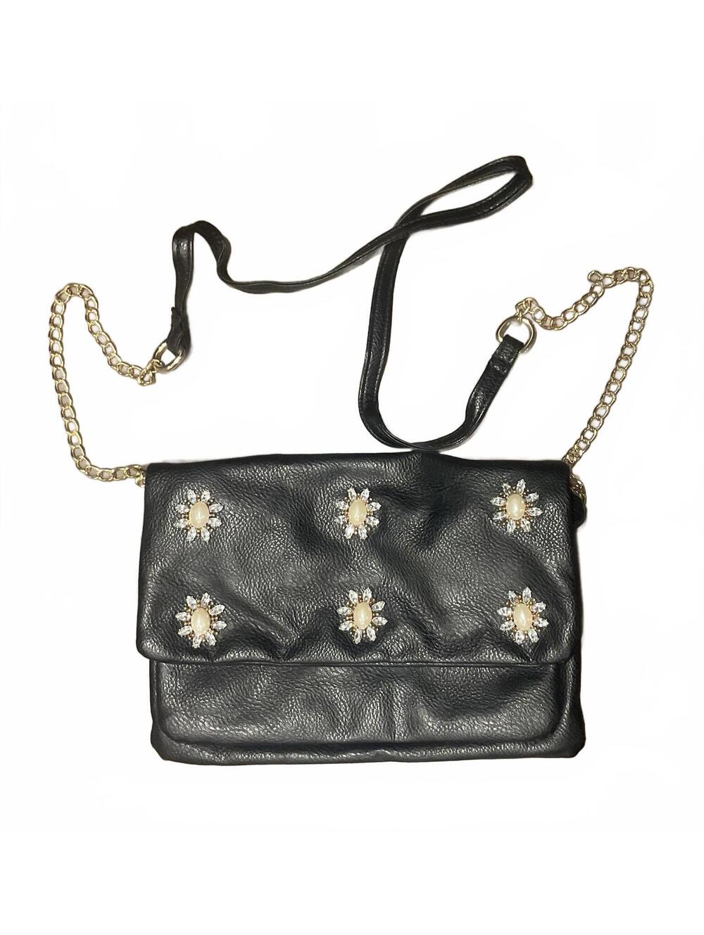 Olivia Miller Handbag Coll. Womens Black Polyurethane Leather Purse W/ Beads
